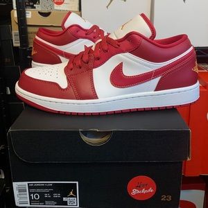 Nike Air Jordan 1 Low Cardinal Red White Shoes 553558-607 Men's Sizes